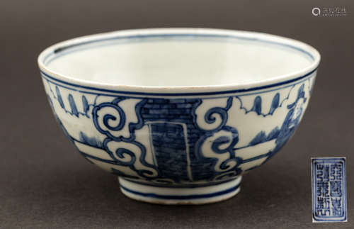 Chinese Antique Blue& White Porcelain Bowl