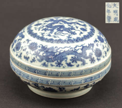 Chinese Antique Blue& White Porcelain Box