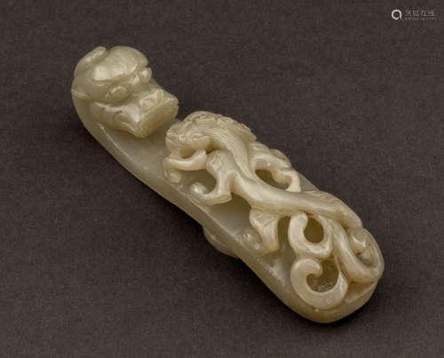 Chinese Antique Ming Jade Dragon-headed Garment Hook