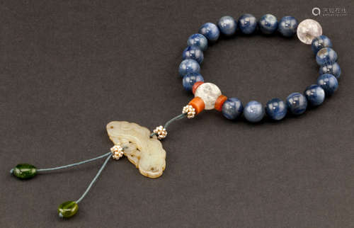 19th Chinese Antique Blue Gemstone Prayer Beads