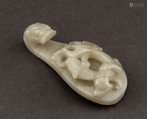 Chinese Antique Ming Jade Dragon-headed Garment Hook