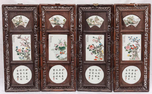 Chinese Antique Hand Painted Porcelain Hanging Panel