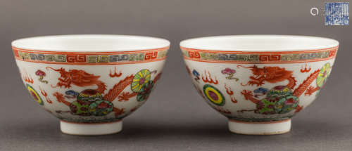 Pair Chinese Antique TaoKuang Rose Famille Procelian Bowls