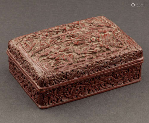 Chinese Antique Cinnabar Lacquer Jewelery Box