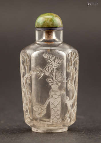 Chinese Antique Carved Crystal Snuff Bottle