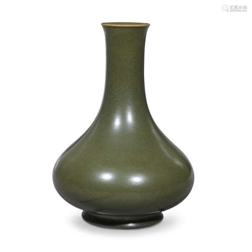 FINE TEA-DUST GLAZED PEAR-SHAPED VASE QIANLONG MARK AND OF THE PERIOD