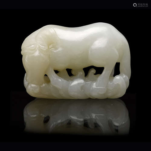 WHITE JADE 'HORSE' CARVING QING DYNASTY, 18TH CENTURY