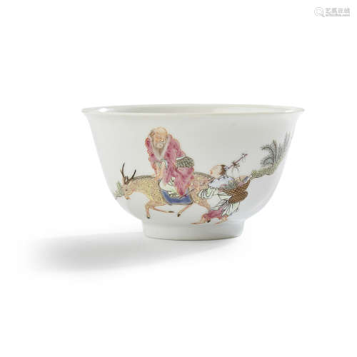 FAMILLE ROSE 'IMMORTAL' BOWL YONGZHENG SIX-CHARACTER MARK AND OF THE PERIOD