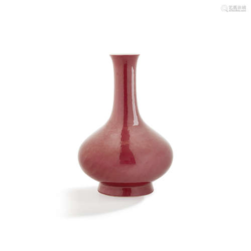 LIVER-RED GLAZED COMPRESSED BOTTLE VASE QIANLONG SEAL MARK AND OF THE PERIOD