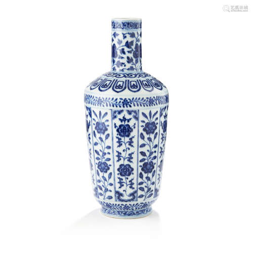FINE BLUE AND WHITE BOTTLE VASE QIANLONG SEAL MARK AND OF THE PERIOD
