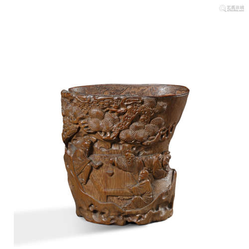 CARVED BAMBOO WINE CUP QING DYNASTY, LATE 18TH CENTURY
