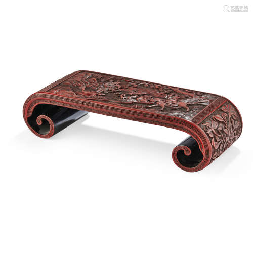 CINNABAR LACQUER SCROLL-FORM STAND QING DYNASTY, 18TH CENTURY
