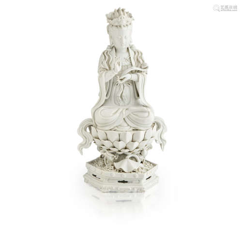 BLANC-DE-CHINE FIGURE OF SEATED GUANYIN QING DYNASTY, 19TH CENTURY
