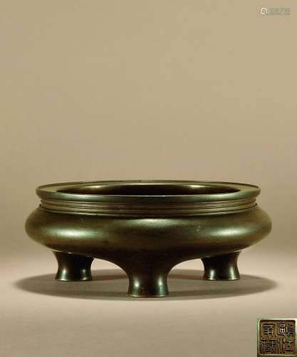清中期 铜鬲式三足炉