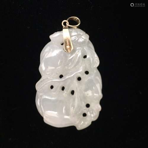 14K GOLD CHINESE OLD JADE PENDANT