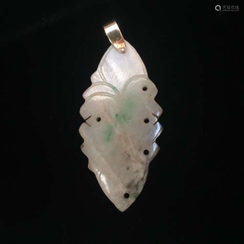 14K GOLD CHINESE OLD JADEITE PENDANT