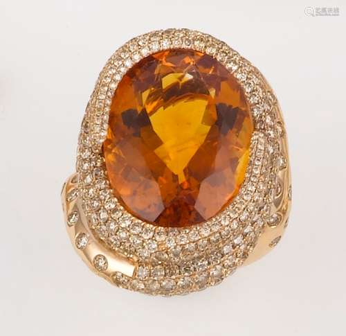 A citrine and diamond ring. Brarda