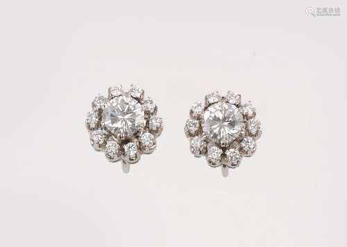 A pair of diamond earrings