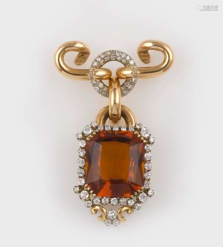 A group including a diamond brooch and a citrine pendant