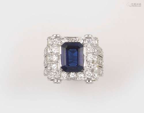A Burma sapphire and diamond ring