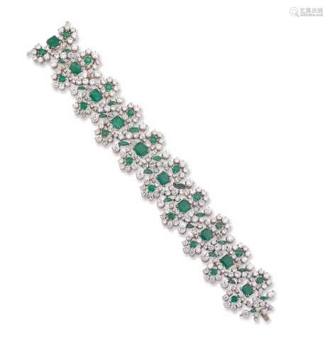 An emerald and diamond bracelet