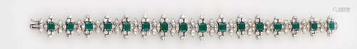 An emerald and diamond bracelet