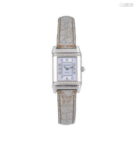 Jaeger LeCoultre, Reverso, rectangular, steel and diamond lady's wristwatch with steel Jaeger LeCoultre deployant clasp. Made circa 2000