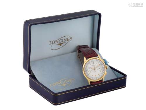 LONGINES, movement No. 10827956, 18K yellow gold wristwatch with square button, 