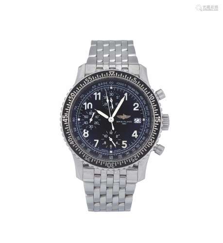 BREITLING, “AVIASTAR”, Ref. A13024, CASE:3262, stainless steel chronograph wristwatch with date and a stainless steel Breitling bracelet with deployant clasp. Accompanied by the original box