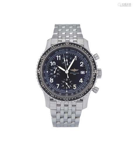 BREITLING, “AVIASTAR”, Ref. A13024, CASE:3262, stainless steel chronograph wristwatch with date and a stainless steel Breitling bracelet with deployant clasp. Accompanied by the original box