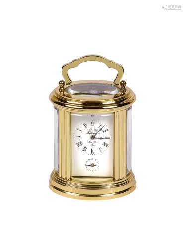 L'EPEE, GILT BRASS ALARM TABLE CLOCK WITH 8 DAYS POWER RESERVE. Accompanied by the original box. Made circa 1970