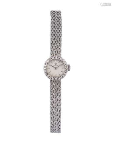 OMEGA, movement No. 8936509, 18K white gold lady's wristwatch with diamonds and a white  gold bracelet. Made in the 1960's.