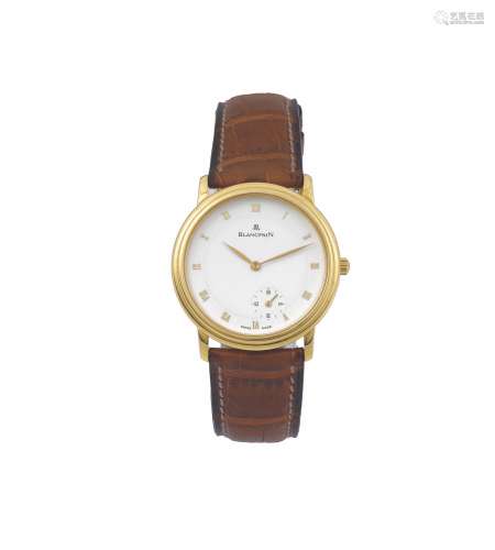 BLANCPAIN, No.79, self-winding, 18K yellow gold wristwatch with an 18K yellow gold Blancpain buckle. Accompanied by the original box and Guarantee. Made circa 1990