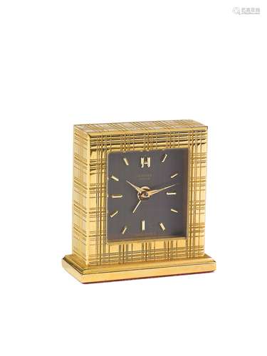 HERMES, Paris, ALARM GILT BRASS TABLE CLOCK. Made circa 1960