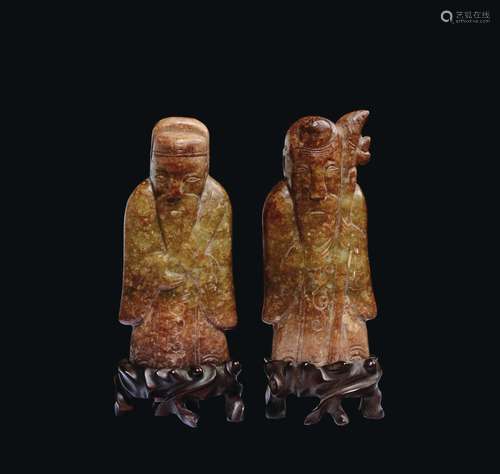 Two soapstone figures of wise men, China, 20th century