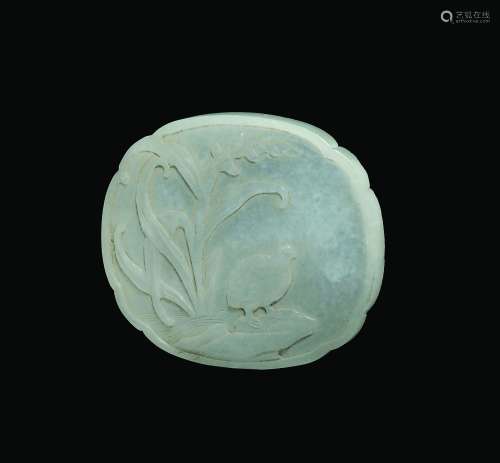A white jade plaque with quail, China, Qing Dynasty, 19th century