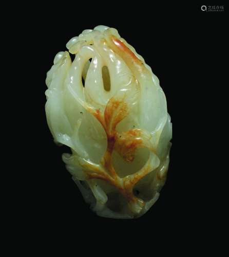 A white and russet jade carving of Buddha's hand, China, Qing Dynasty, 18th century