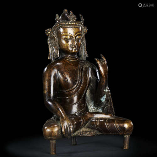 西藏 十七世纪    铜佛坐像