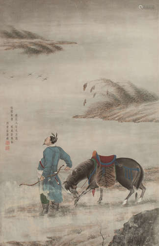 郎世宁(1688-1766) 秋风射雁图