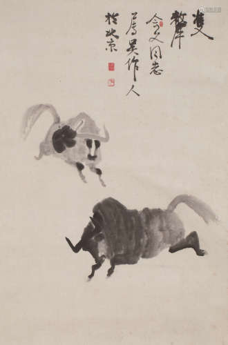 吴作人(1908-1997) 双牛图