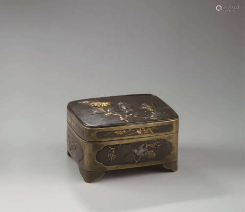铜花鸟纹香盒