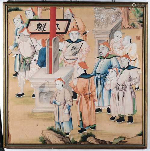 A pair of paintings on paper depicting dignitaries, China, Qing Dynasty, Qianlong Period (1736-1795)