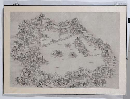 A painting on paper depicting West Lake, China, Qing Dynasty, 18th century