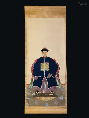 Four paintings on paper depicting Emperors, China, Qing Dynasty, 19th century