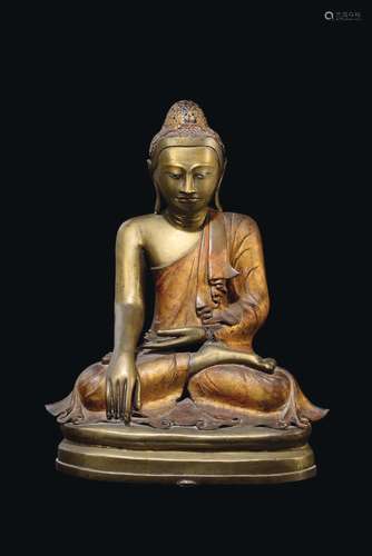 A gilt bronze figure of Buddha, China, Qing Dynasty, 19th century