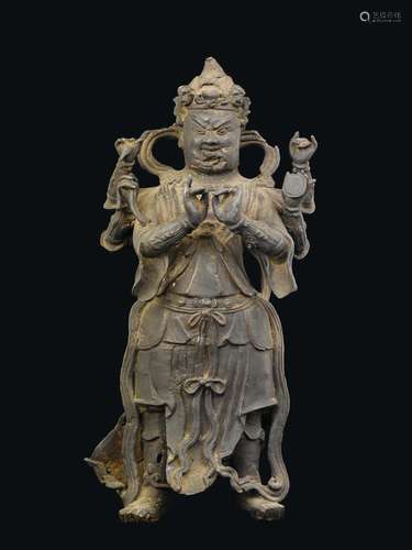 A bronze figure of six-harms Dvarapala, China, Ming Dynasty, 17th century