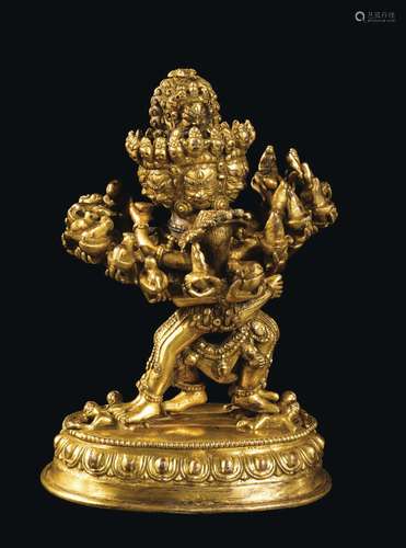 A gilt bronze figure of Cakrasamvara in Yab Yum, Tibet, 18th century