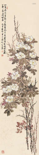 陈半丁 1956年作 花卉 立轴 设色纸本