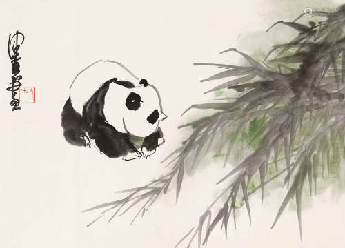 陈佩秋 大熊猫 镜片 设色纸本