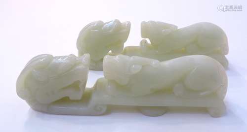 Pair Of Chinese White Jade Belt Hooks